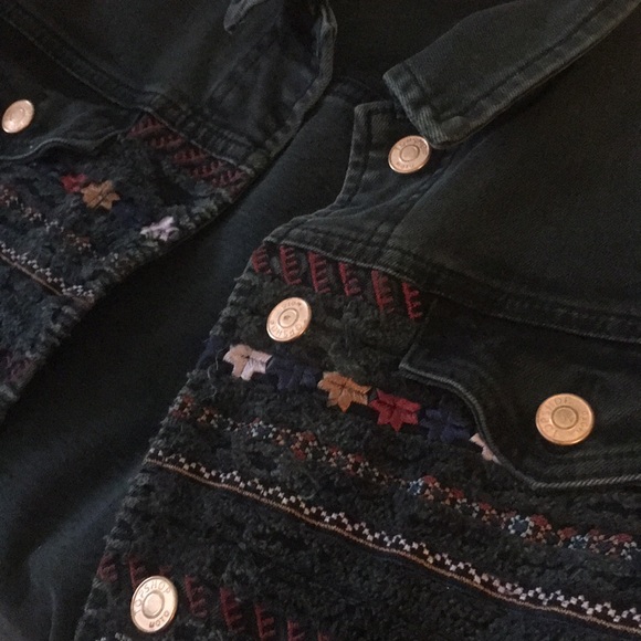 Topshop Moto Black Embroidered Denim Jacket - Picture 7 of 10